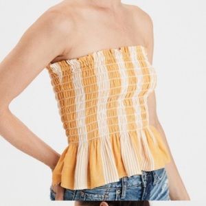 american eagle yellow striped tube top